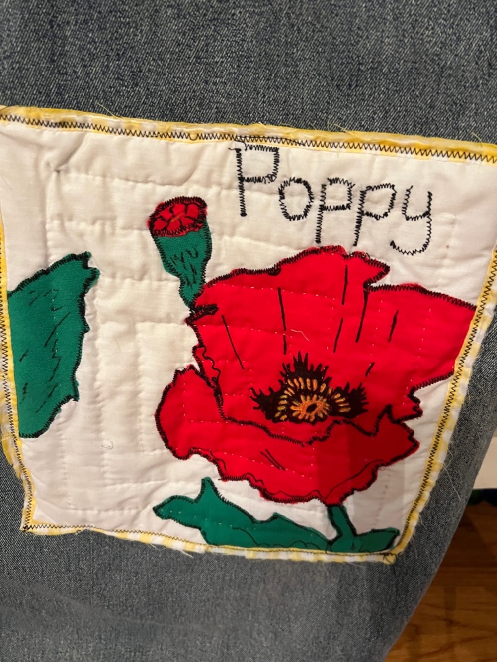 OOAK Vintage Gardening Eclectic Grandpa Upcycle Overalls Quilted Poppy - Picture 11 of 12